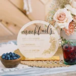 8" CUSTOM ROUND WOOD BAR MENU SIGN, WOOD WITH ACRYLIC